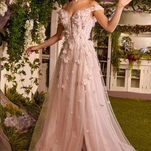 Andrea & Leo Hannah Size 16 A Line Ballgown Slit Formal Dress Gown prom Blush